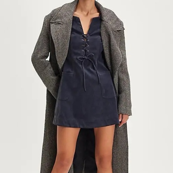 #35 NWT Free People Bradley Faux Suede Mini Dress in Deeper Iris - Picture 3 of 6